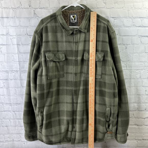 Voyager Men's Polar Fleece Soft Bonded Shirt Jacket Olive Green Size XXL - Picture 5 of 10